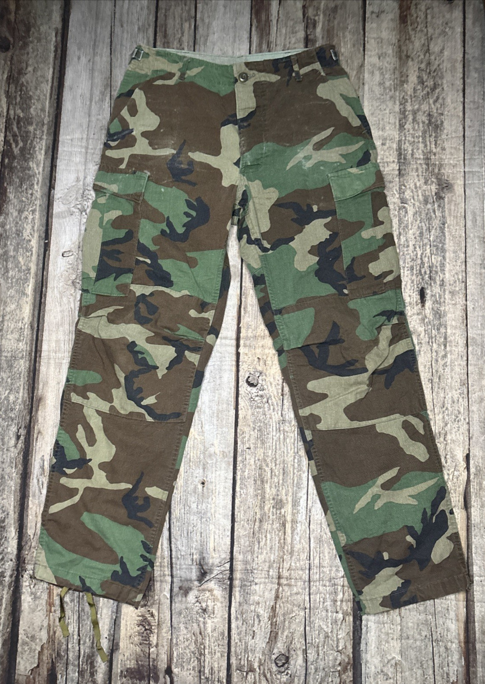 Vintage 80's US Military Woodland Camo BDU Cargo Pants Medium Regular 8415-01-08